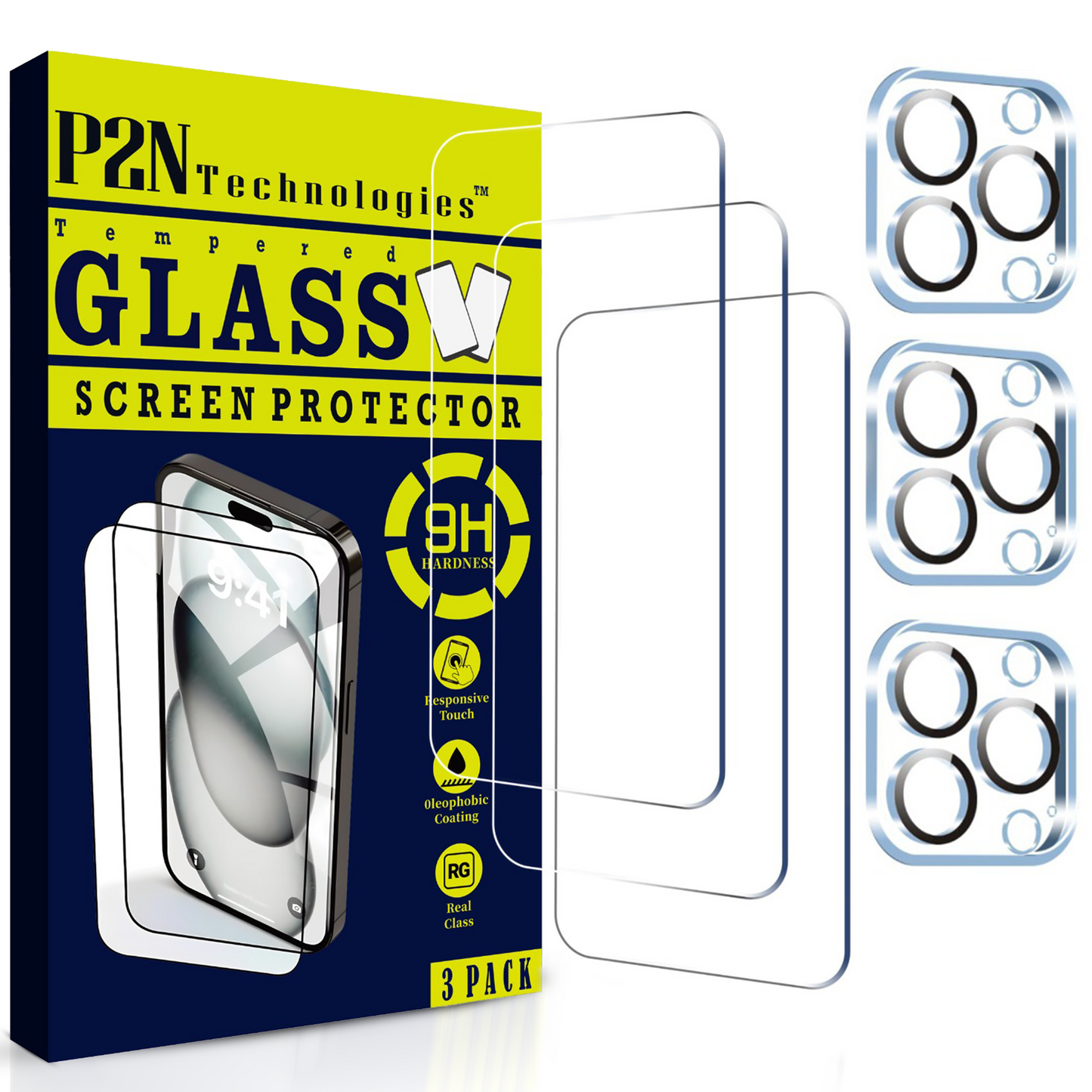 Screen & Lens Protector for iPhone 15/15 pro/15 pro max,9H+Tempered Glass,Case-Friendly