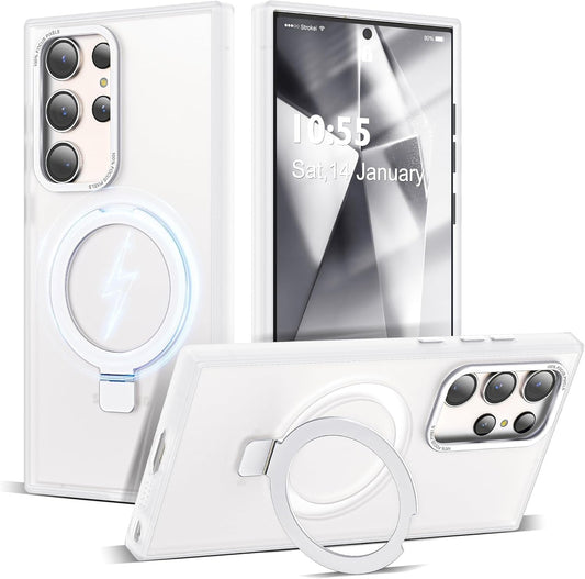 Phone Case for Samsung S24 Ultra Compatible with Magsafe [Military Grade Drop Protection] Shockproof Translucent Matte for Women Men